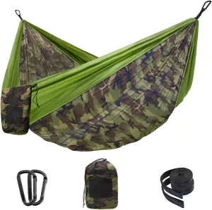 Camping Hammock Double & Single Portable Hammocks with 2 Tree Straps, Lightweight Nylon Parachute Hammocks Swing for Backpacking Travel Beach Backyard Hiking