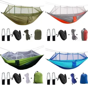 Camping Hammock Hammock Tent Mosquito Net Portable Outdoor Camping Hammock Portable Mosquito Net Hammock Shade Set(Camouflage)