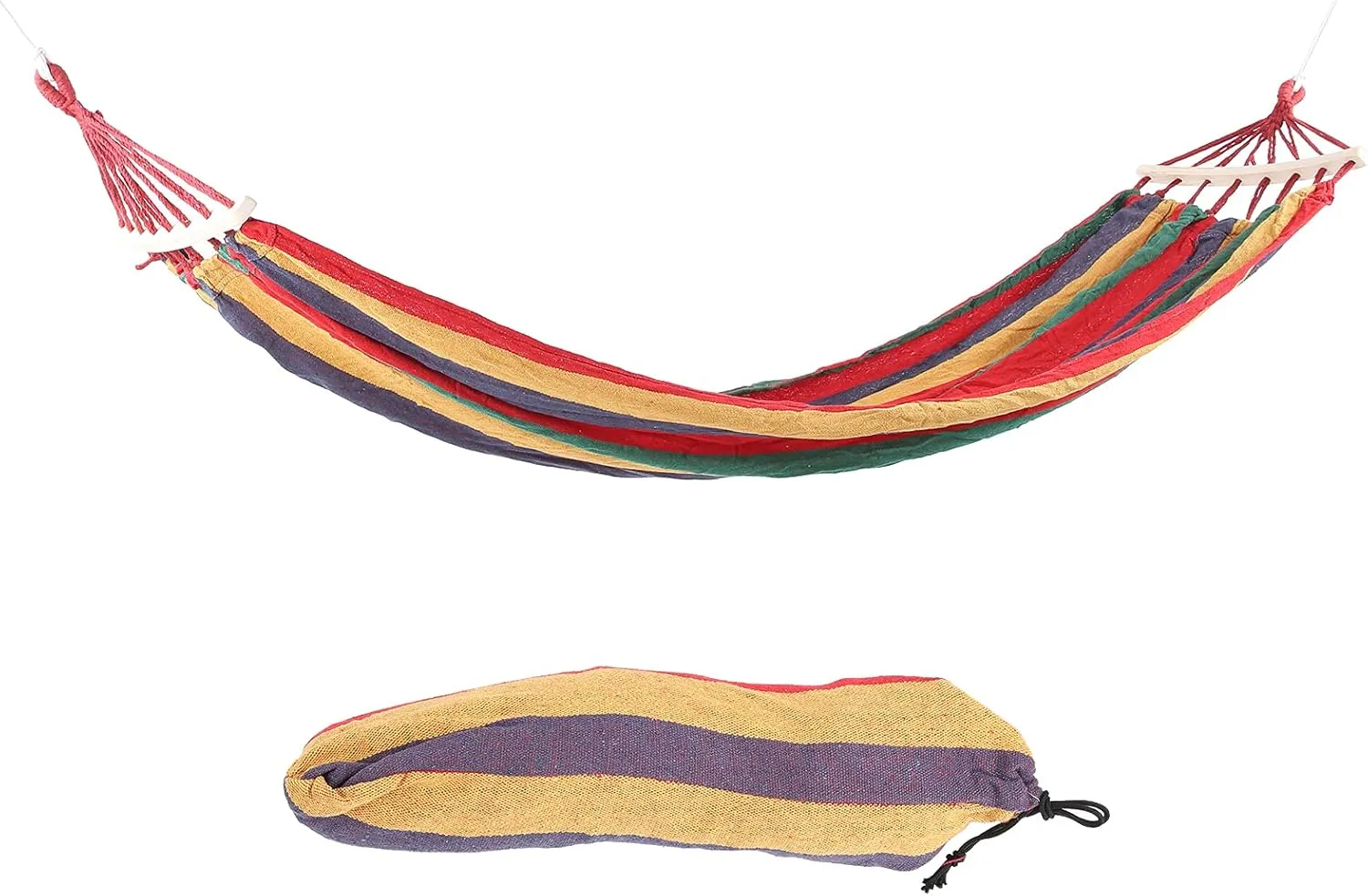 Camping Hammock, Lightweight Canvas Camping Hammock, Portable Outdoor Travel Hammock, Adult Camping Hammock with Hardwood Poles, Suitable for Traveling, Hiking (Red)