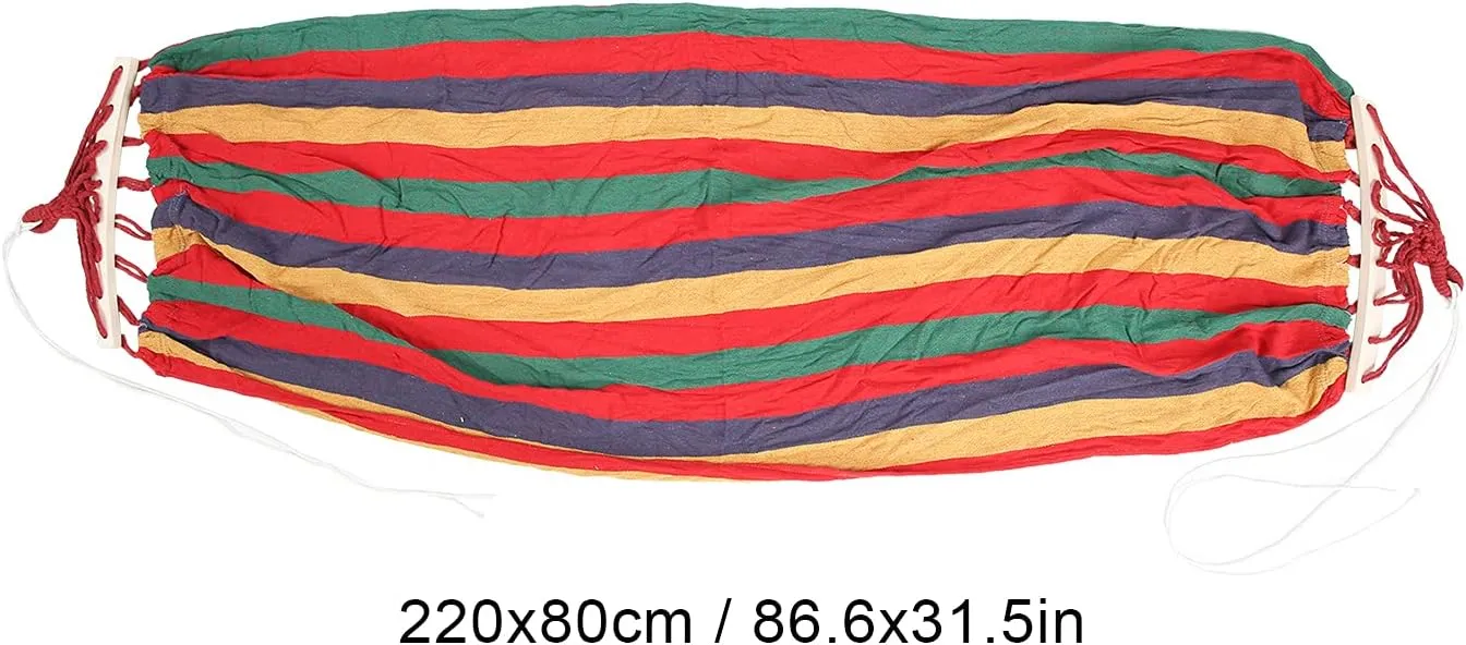 Camping Hammock, Lightweight Canvas Camping Hammock, Portable Outdoor Travel Hammock, Adult Camping Hammock with Hardwood Poles, Suitable for Traveling, Hiking (Red)