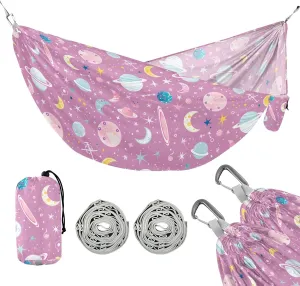 Camping Hammock Outdoor Hammocks for Outside Celestial Moons Pink Beach Trees Portable Lightweight with Pockets Tree Straps Indoor