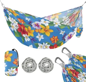 Camping Hammock Outdoor Hammocks for Outside Colorful Flower Beach Trees Portable Lightweight with Pockets Tree Straps Indoor Small