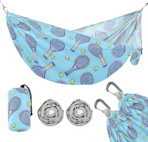 Camping Hammock Outdoor Hammocks for Outside Tennis Racket Blue Beach Trees Portable Lightweight with Pockets Tree Straps Indoor
