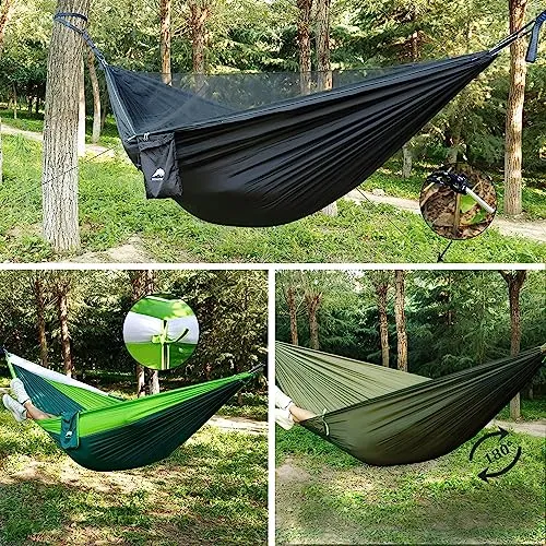 Camping Hammock - Portable Hammock with Mosquito Net