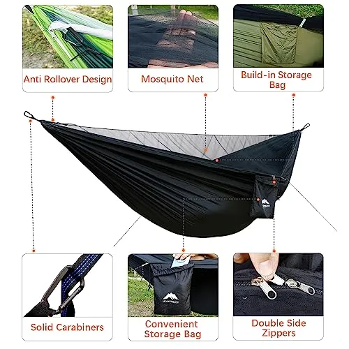 Camping Hammock - Portable Hammock with Mosquito Net