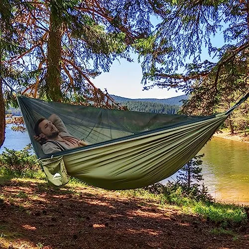 Camping Hammock - Portable Hammock with Mosquito Net