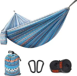 Camping Hammock Portable Hanging Bed Sheet Person Double Hammock Suitable Outdoor and Indoor Travel Camping Equipment with Tree Belt Backpack