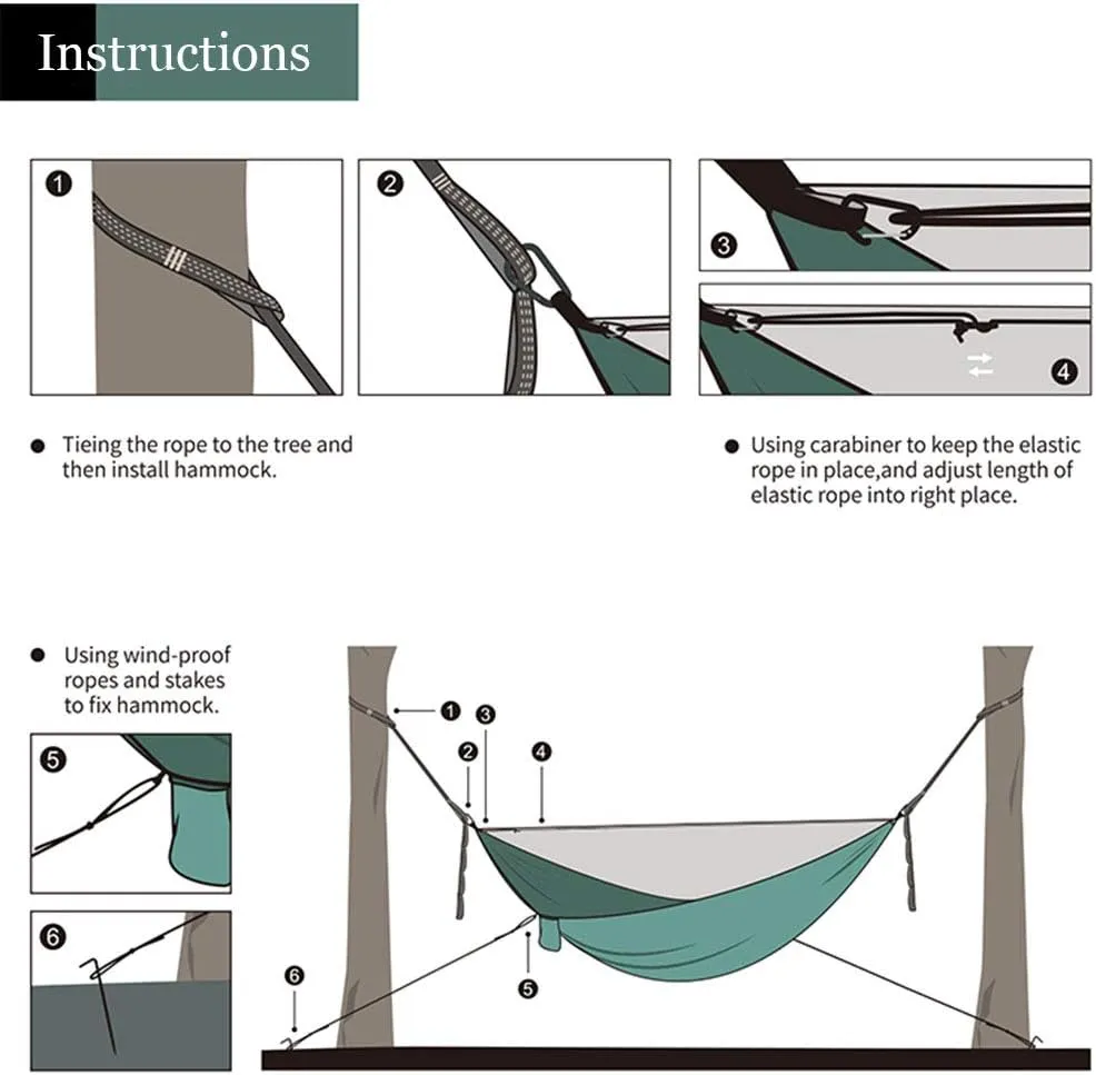 Camping Hammock with Mosquito Nets Outdoor Tourist Hanging Hammocks Portable Parachute Nylon Hiking Hammock for Backpacking Hiking Travel