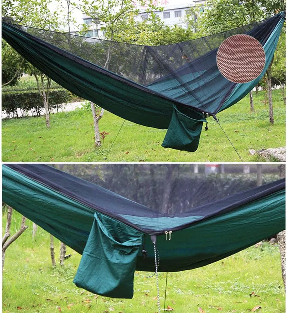 Camping Hammock with Mosquito Nets Outdoor Tourist Hanging Hammocks Portable Parachute Nylon Hiking Hammock for Backpacking Hiking Travel