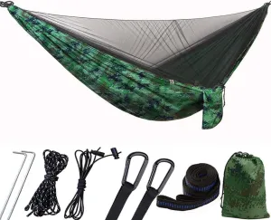 Camping Hammock with Mosquito Nets Outdoor Tourist Hanging Hammocks Portable Parachute Nylon Hiking Hammock for Backpacking Hiking Travel