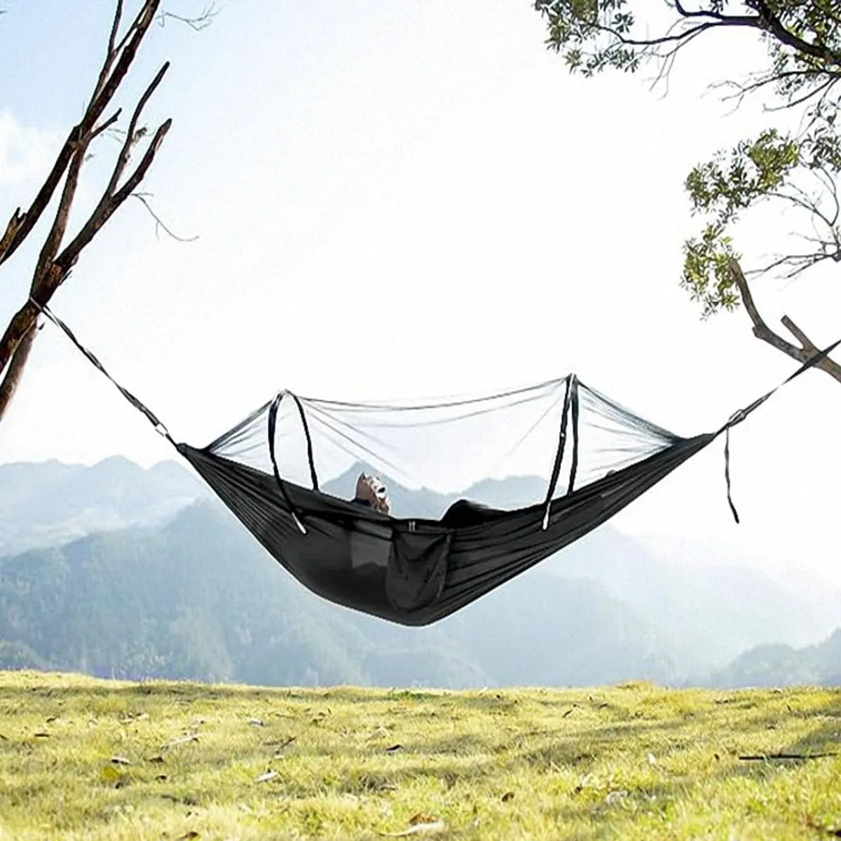 Camping Hammock with Net, Hammock Tent Strong Load-Bearing Capacity, Portable Hammock Camping Breathable Mosquito Proof, Suitable for Outdoor Use(Blue,260 * 140cm)