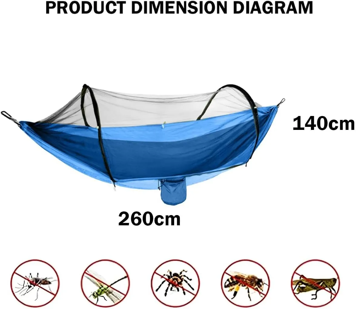 Camping Hammock with Net, Hammock Tent Strong Load-Bearing Capacity, Portable Hammock Camping Breathable Mosquito Proof, Suitable for Outdoor Use(Blue,260 * 140cm)