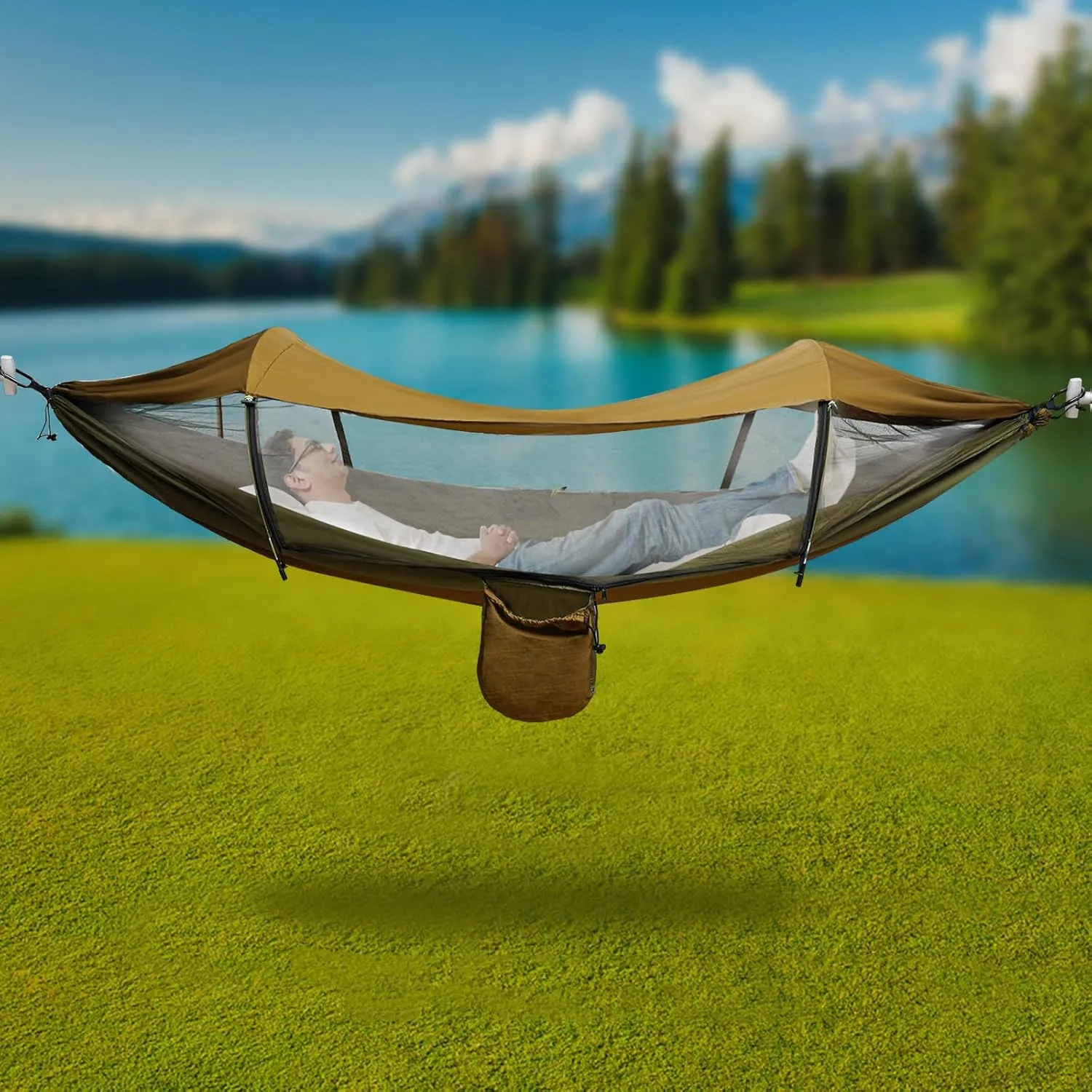 Camping Hammock,Portable Camping Hammock,Heavy Duty Outdoor Hammocks Portable Hammock,Anti-Mosquito and Anti-Sun Camping Hammock,Nylon Hammock Swing,for Camping Backpacking Survival Travel Outdoor