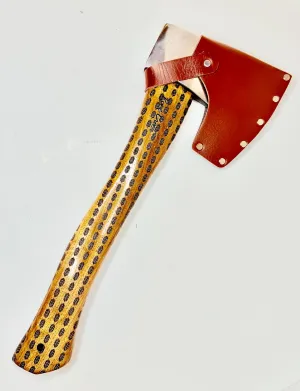 Camping Hatchet with Carbon Steel Head, 1.25 lb, Polished Checkered Finish