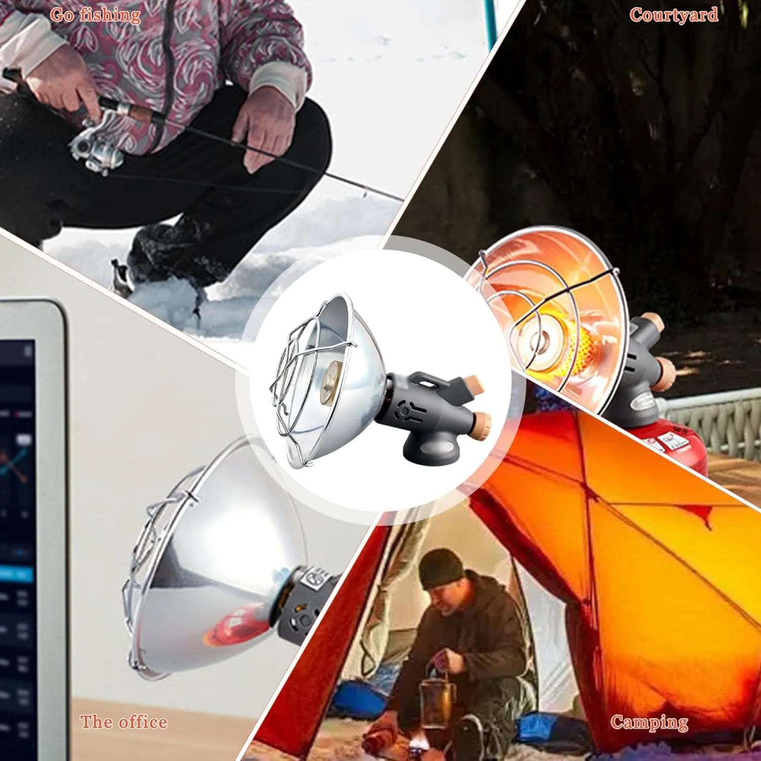 Camping Heater, Tent Heater, Adjustable Gas Saving Tent Heater with Control Valve, Rapid Heating Compact and Portable Propane Heater for Camping, Hiking, Fishing, Grey