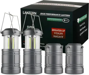 Camping Lantern, Battery Powered LED Lanterns for Hurricane Power Outage, 4 Pack