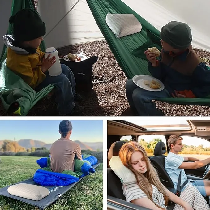 Camping Pillow Lightweight,Easy to Carry,Memory Foam Travel Pillow,Backpacking Pillow,Portable Pillow with Travel Storage Bag,Removable Pillow Cover (White)