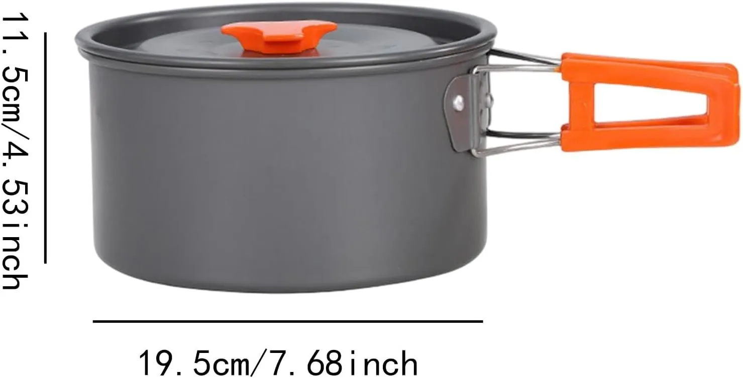 Camping Pot Outdoor Cooking Pot Non Stick Practical Compact Camp Stockpot with Lid Cover for Trips Barbecue Picnics People