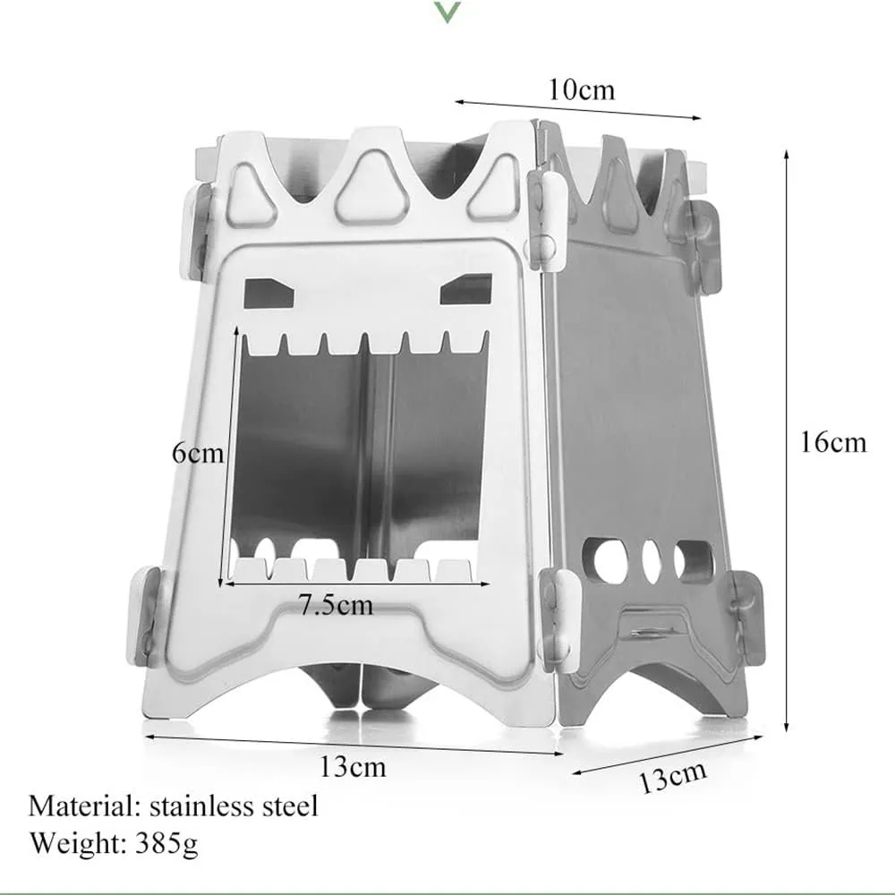 Camping Stove Stainless Steel Backpacking Stove Potable Wood Burning Stoves for Picnic Bbq Camp Hiking