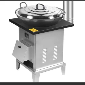 Camping Stove, Stainless Steel Wood Burning Stove with Iron Pot, Movable Casters, Suitable for Backpacking Outdoor Cooking, BBQ, Picnic, BBQ, Hunting, Fishing (Size : L40*W40*H50CM)