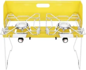 Camping Stove with Carrying Case Foldable Portable Grill Stove Include Camp Stove Windscreen Compact Butane Stove for Camping and Outdoor Cooking（2 burner）