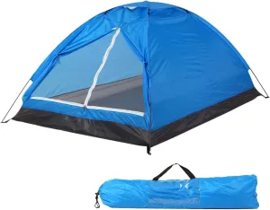 Camping Tent 2 Person, Waterproof Windproof Tent Portable Dome Tents with Dual-layer Door and Fiberglass Poles for Outdoor Camping Backpacking(Blue)