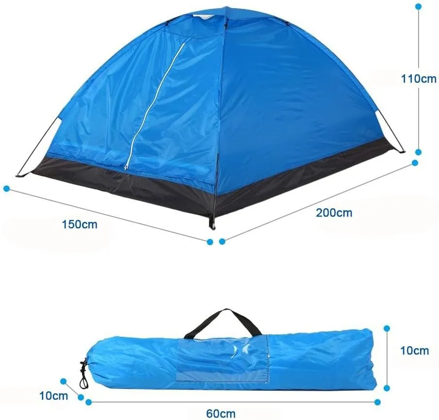 Camping Tent 2 Person, Waterproof Windproof Tent Portable Dome Tents with Dual-layer Door and Fiberglass Poles for Outdoor Camping Backpacking(Blue)