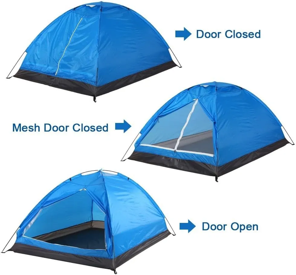 Camping Tent 2 Person, Waterproof Windproof Tent Portable Dome Tents with Dual-layer Door and Fiberglass Poles for Outdoor Camping Backpacking(Blue)