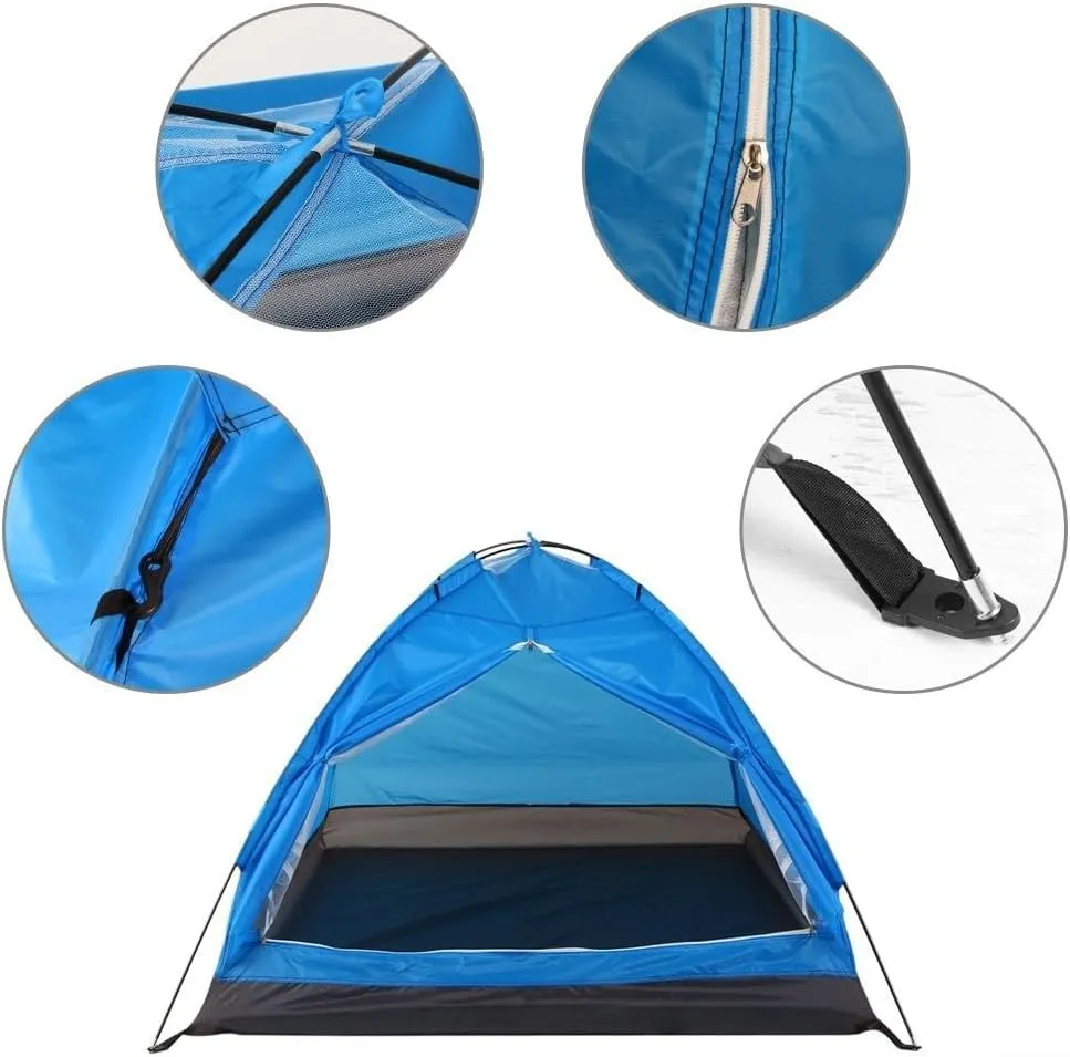 Camping Tent 2 Person, Waterproof Windproof Tent Portable Dome Tents with Dual-layer Door and Fiberglass Poles for Outdoor Camping Backpacking(Blue)