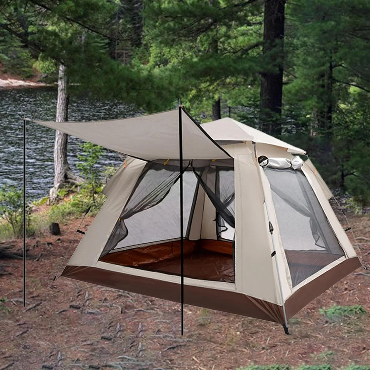 Camping Tent Hiking Tent up Tent,Easy to Use Lightweight Beach Tent Fiberglass Pole Quick Setup Family Tent Folding
