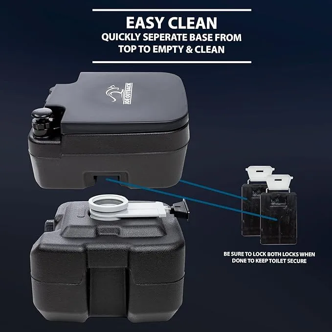 Camping Toilet w/Toilet Bags – 2.5 Gallon Fresh Water Camp Toilet for up to 50 Clean Flushes – Odorless & Heat Resistant Portable Camping Toilet – PE Camping Potty w/ 5.3 Gallon Waste Tank