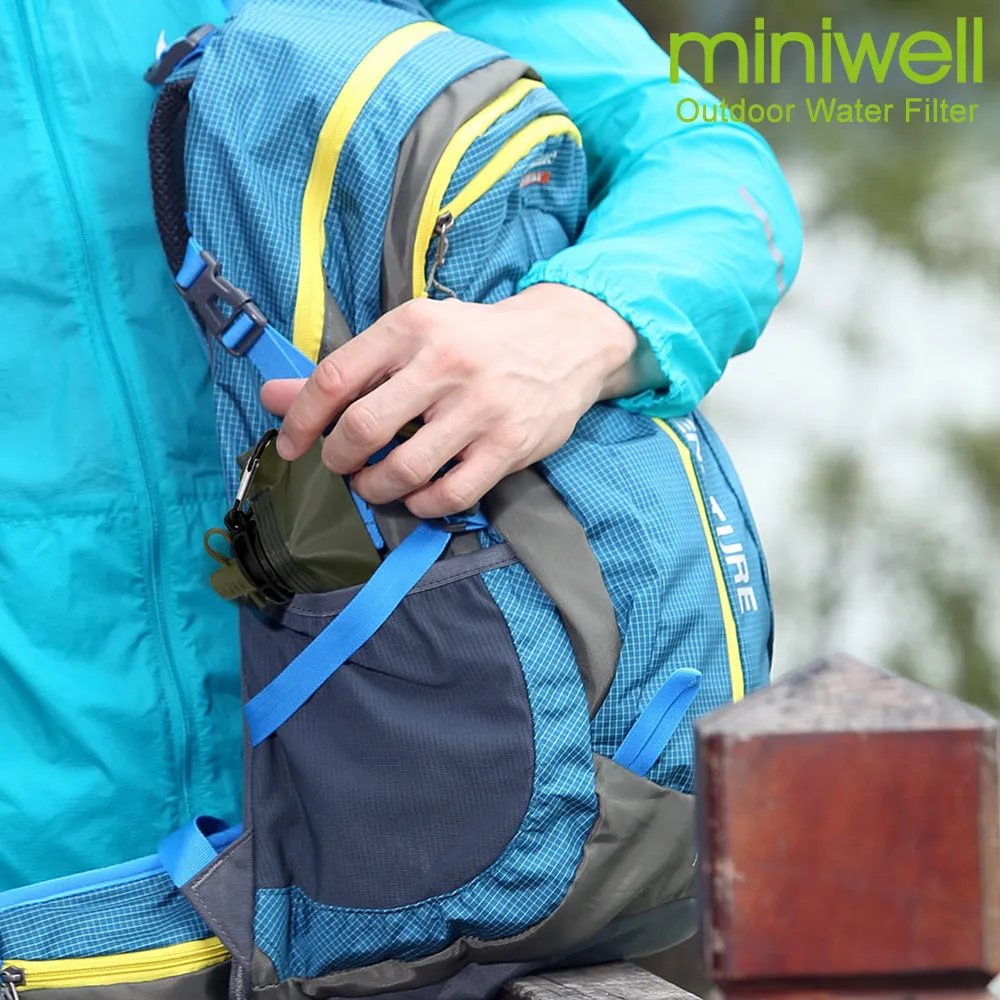 Camping water filtration system with foldable bottle