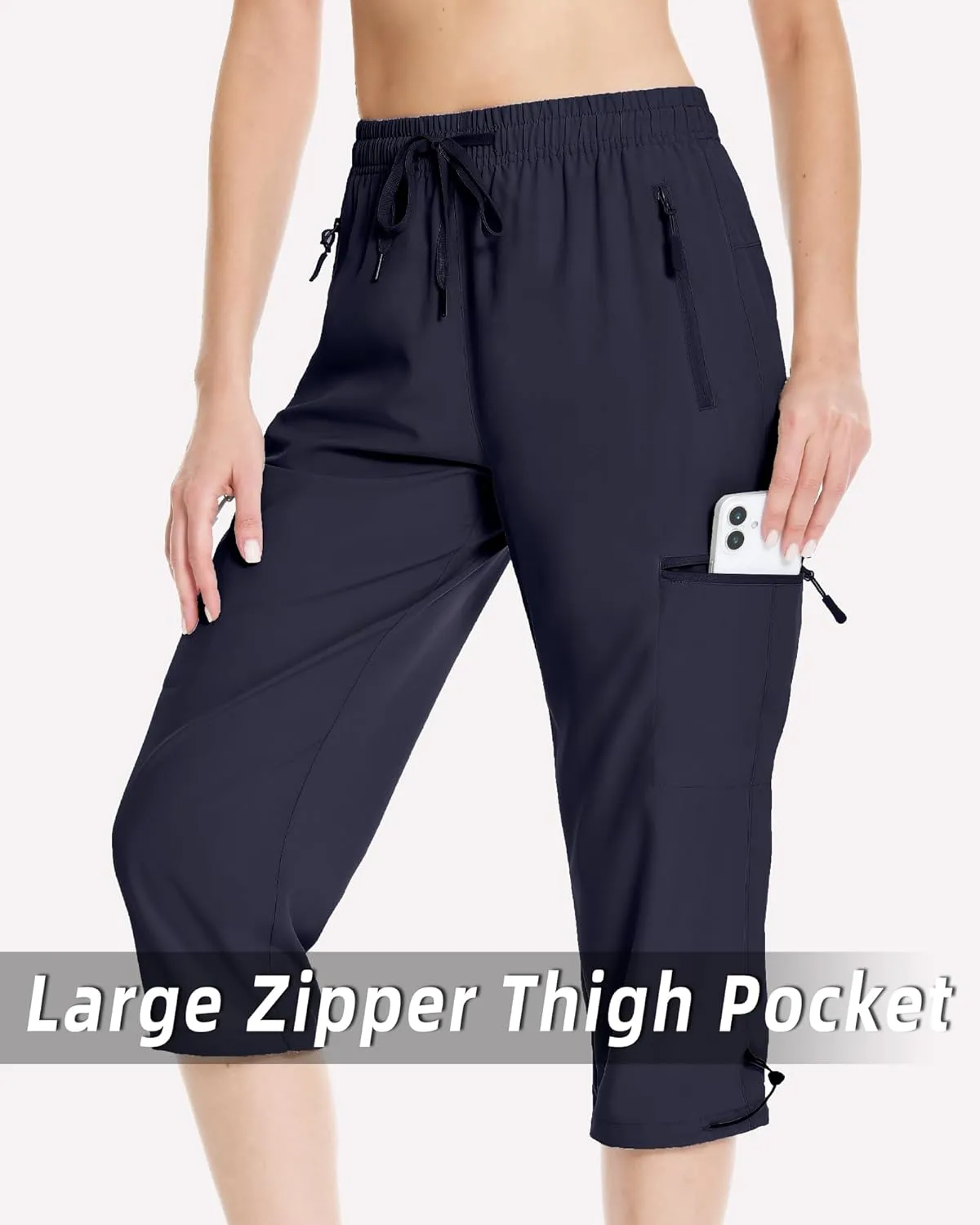 Capri Pants for Women Lightweight Quick Dry Cargo Hiking Pants Capris Joggers Summer with Zipper Pockets