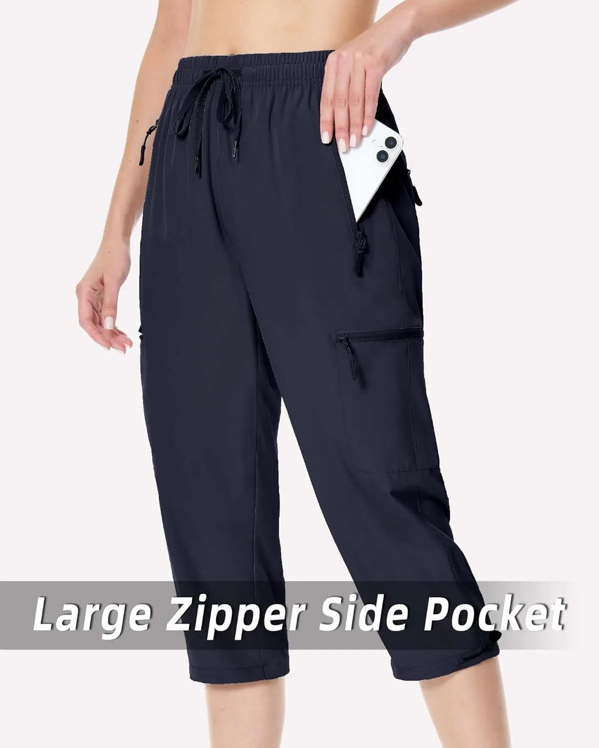 Capri Pants for Women Lightweight Quick Dry Cargo Hiking Pants Capris Joggers Summer with Zipper Pockets