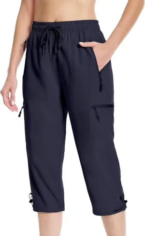 Capri Pants for Women Lightweight Quick Dry Cargo Hiking Pants Capris Joggers Summer with Zipper Pockets