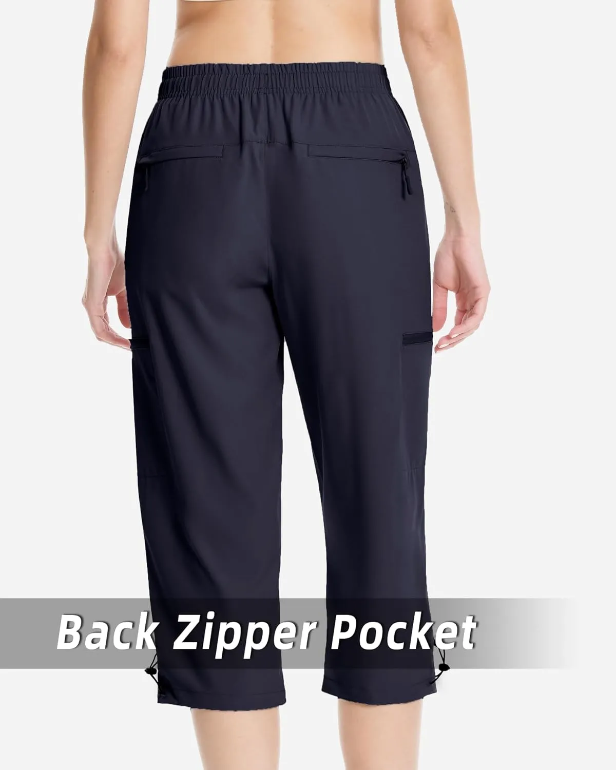 Capri Pants for Women Lightweight Quick Dry Cargo Hiking Pants Capris Joggers Summer with Zipper Pockets