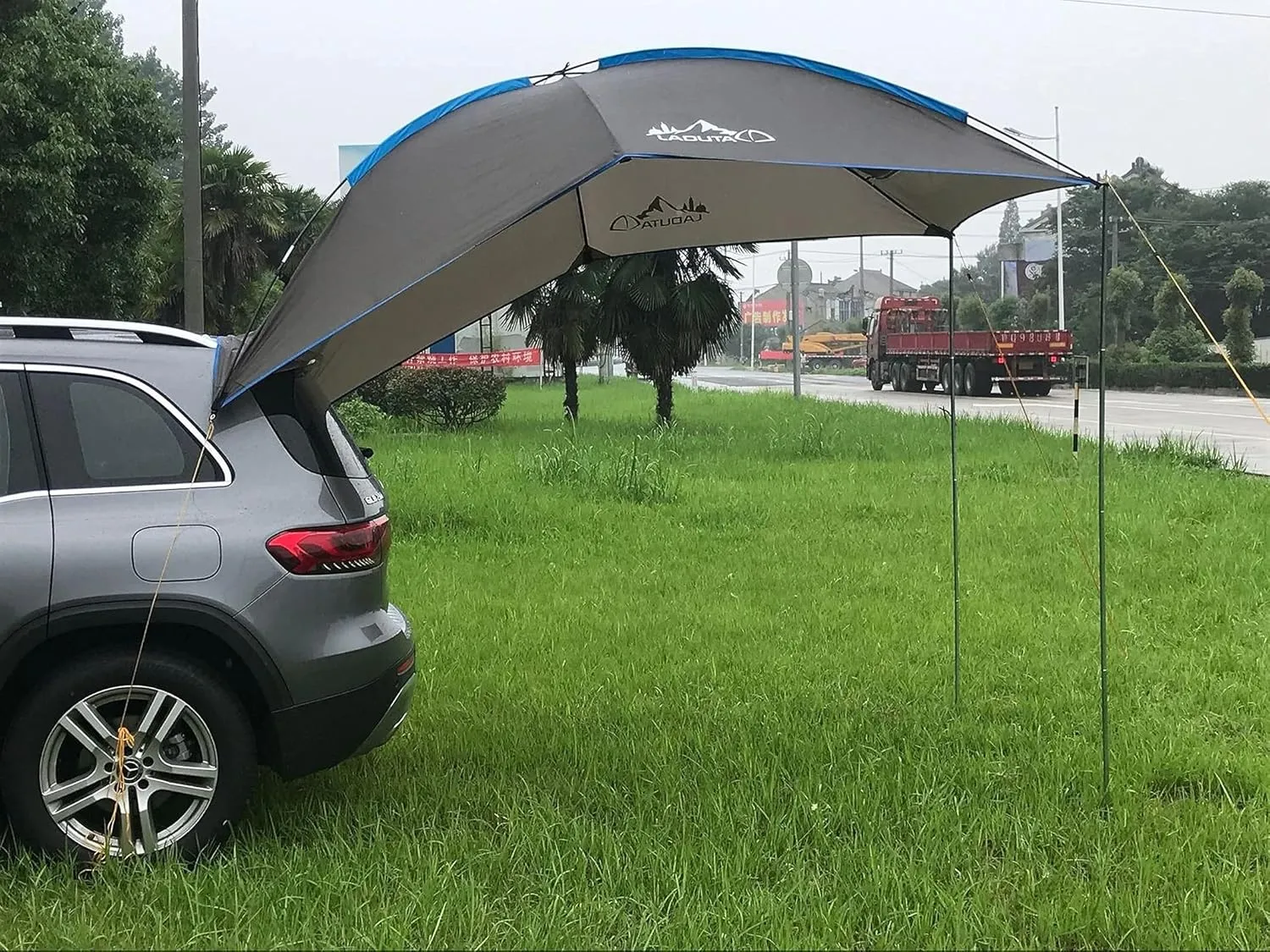 Car Tailgate Tent Awning Pickup Truck Camping Sun Shelter Waterproof Rainfly SUV Minivan Canopy Hatchback Camper Trailer Rooftop
