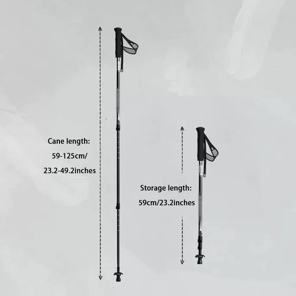 Carbon Fiber Telescopic Trekking Pole, Non-Slip Cane with Adjustable Wrist Strap, Spring Hiking Equipment, for Men and Women