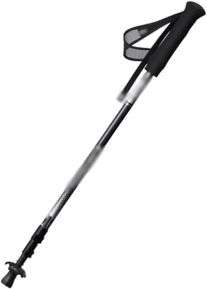 Carbon Fiber Telescopic Trekking Pole, Non-Slip Cane with Adjustable Wrist Strap, Spring Hiking Equipment, for Men and Women