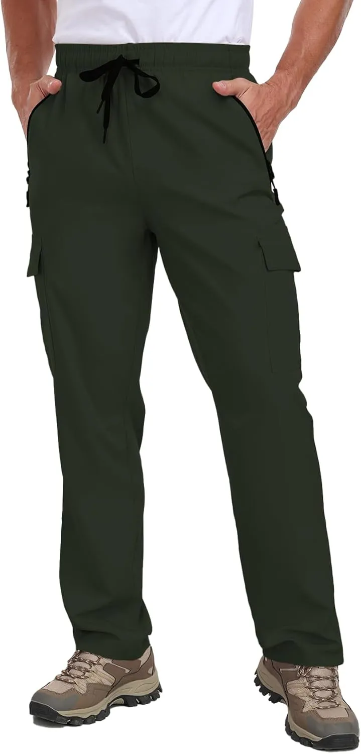 Cargo Pants for Men Water Resistant Hiking Pants Lightweight Fishing Travel Pants Zipper Pocket Outdoor HH2411