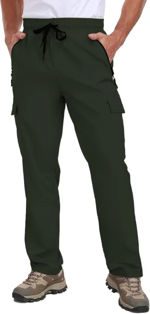 Cargo Pants for Men Water Resistant Hiking Pants Lightweight Fishing Travel Pants Zipper Pocket Outdoor HH2411