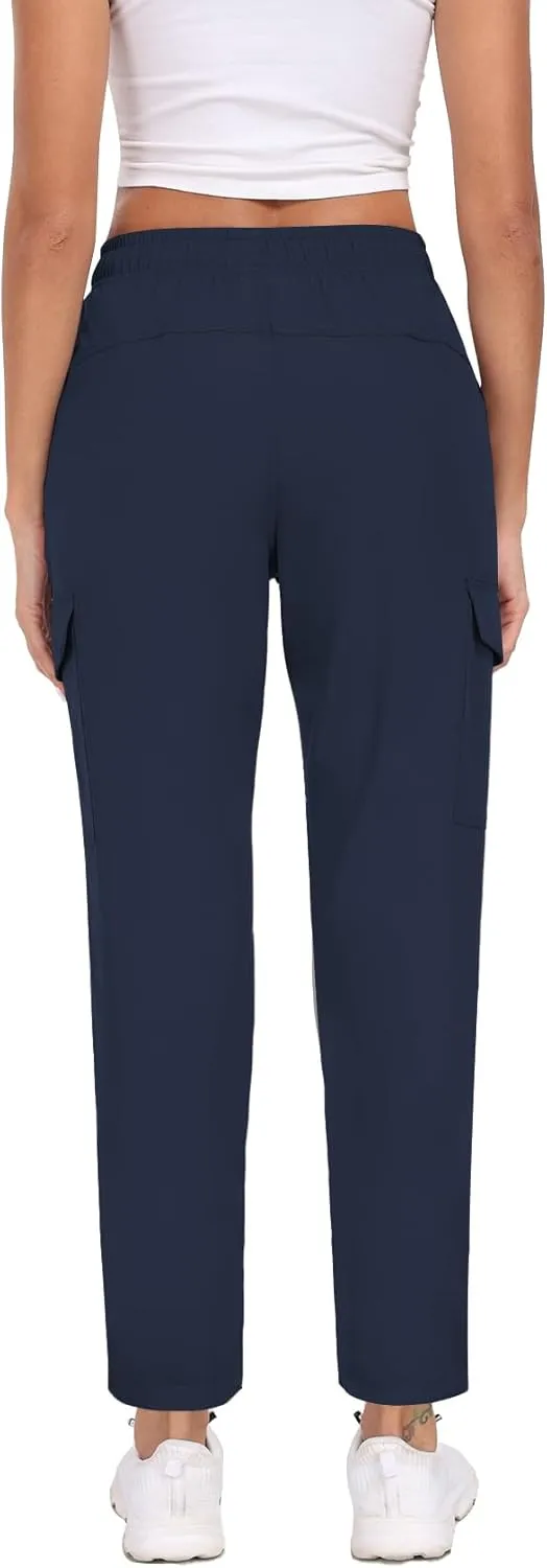 Cargo Pants Women Water Resistant Joggers with Pockets Hiking Pants Lightweight Quick Dry Elastic Waist Pants HH2412