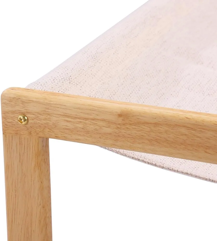 Cat Bed, Solid Wooden Pet Hammock, Soft and Breathable Fabrics, Cat Beds for Indoor Cats Washable, Dog Bed for Small Dogs (Solid Rubberwood, 21" L x 16.5" W x 10" H)