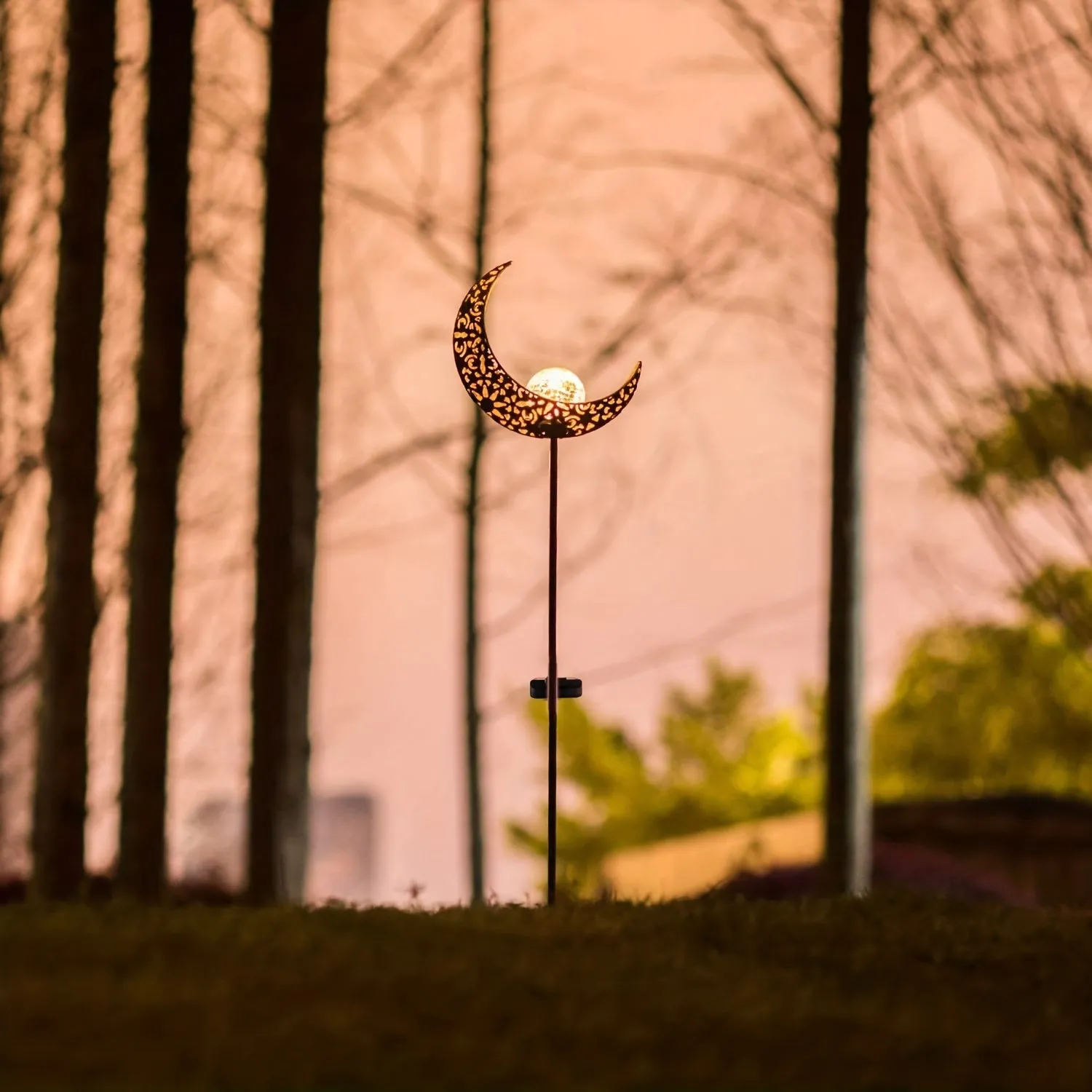 Celestial Solar Garden Light – Glass & Metal Outdoor Lantern (Solar-Powered, Weatherproof)