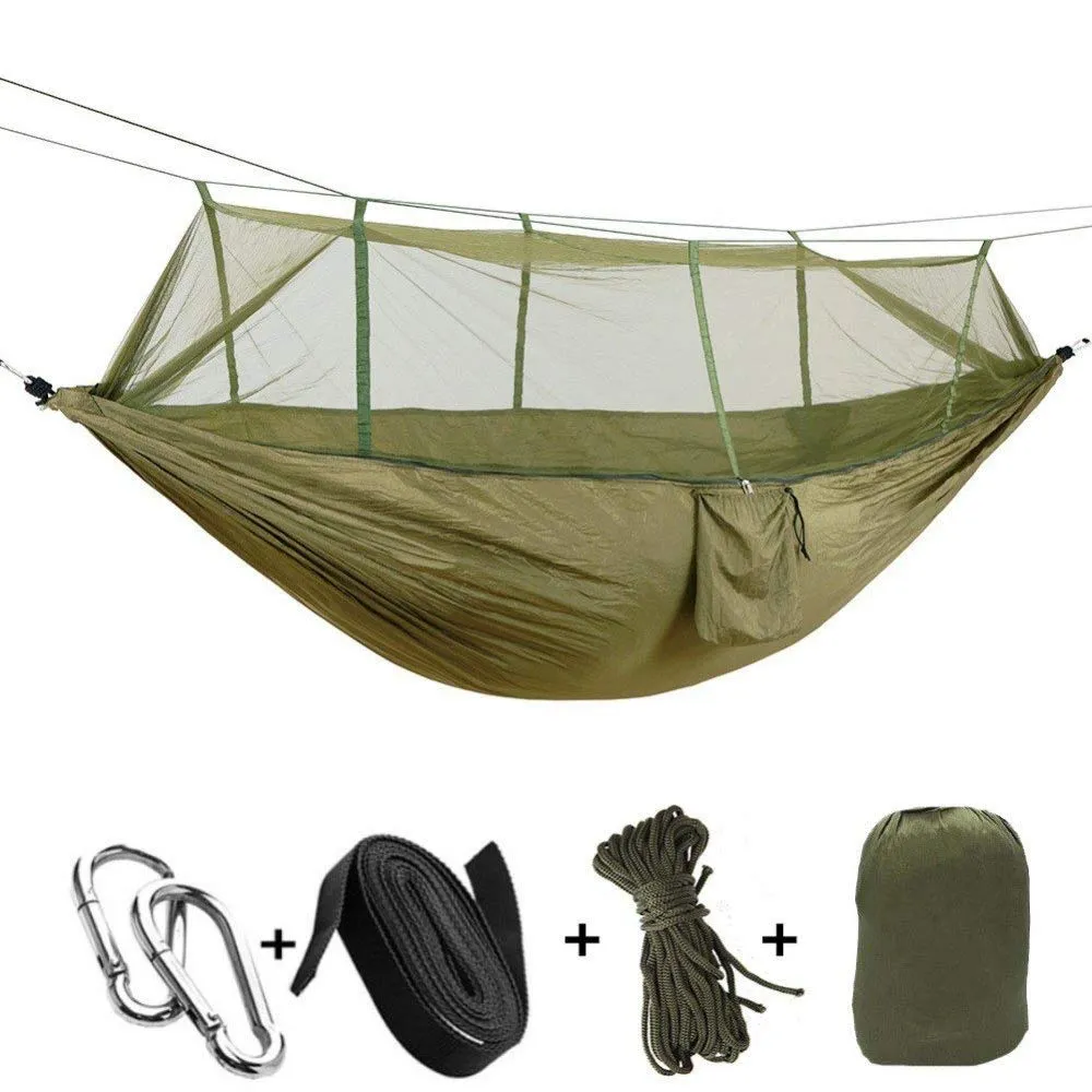 Chair Green Hanging Swing 1-2 Complete assortment Camping High-end Outdoor Mosquito Net Army Portable Double Bed Hamac Hammock Parachute Sleeping Person