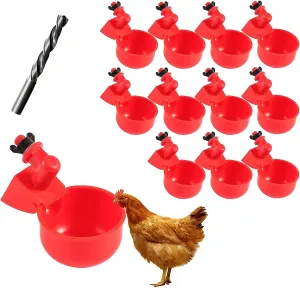 Chicken Water Cup Waterer for Poultry, 3/8 in Automatic Filling Waterer Poultry Drinking Bowl Chicken Water Feeder, Automatic Poultry Drinking Bowl for Duck Turkey Rabbit Geese Farm (24)