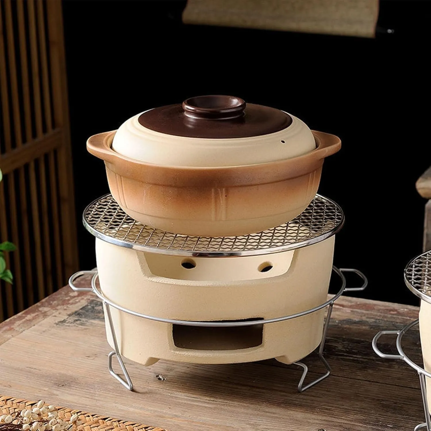 Clay Charcoal Stove, Portable Clay Grilling Stove, Tabletop Outdoor Smoker Pottery Stove, Mini Camping Bbq Grill, for Outdoor, Indoor (A 21CM)