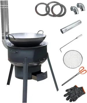 Coal Wood Stove, 1 Set Of Multifunctional Portable Removable Iron Firewood Cooking Stove, Mobile Camping Stove for Outdoor Camping, Tent Heating, Fishing, Cooking (43 cm   3 oven rings)