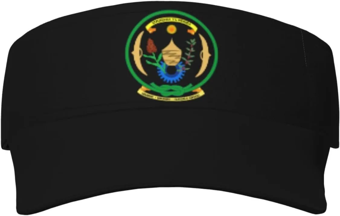 Coat of arms of Rwanda Visor Cap Adjustable Uv Protection Sun Visor Hats Empty Top Baseball Hat for Women and Men Black