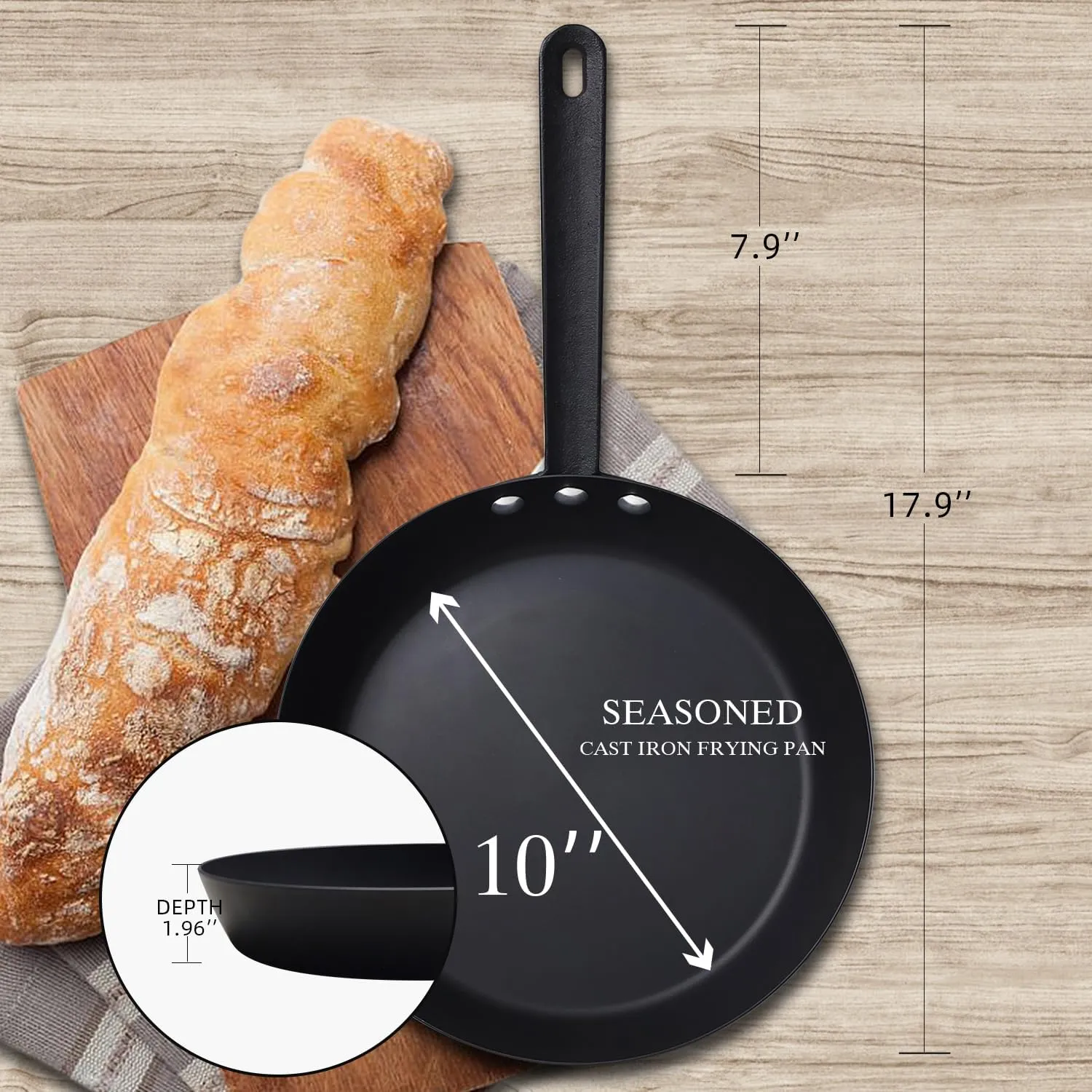 Coating-Free Carbon Steel Pan Durable 10 Inch Frying Pan, Pans For Cooking Delicious Meals, Oven Safe, Induction Compatible Pfoa Free